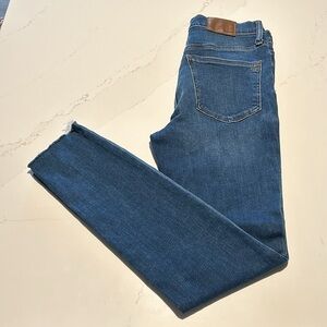Madewell 9'' Mid-Rise Skinny Jeans Button Fly Denim Raw Hem Size 27